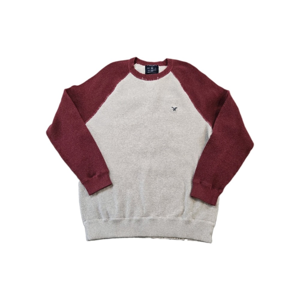 American Eagle Men's Jersey Style Cottle Waffle Knit Sweater Crew Neck Size XXL